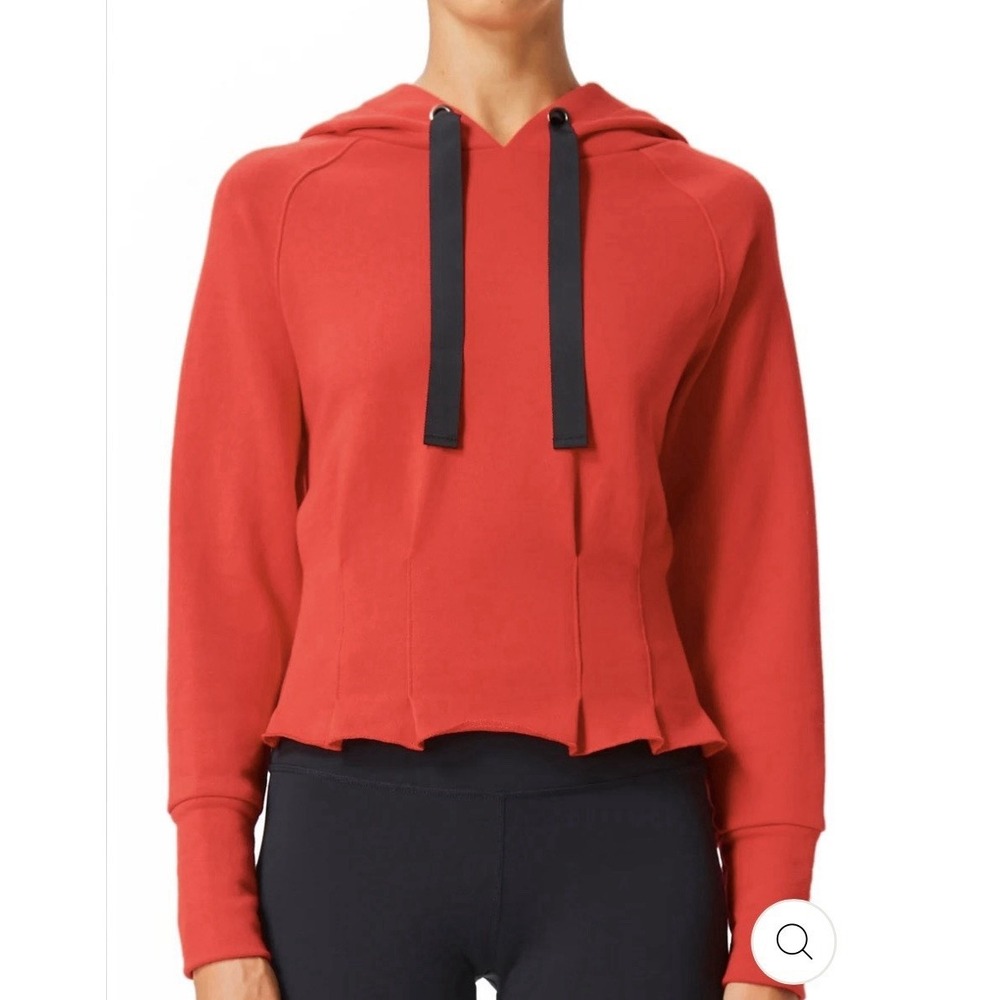 Urban Savage Pleated Hoodie Red Womens Size L Crop Corset Sweatshirt